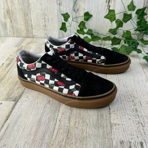 Vans Unisex Cherry Black Old Skool Checkered Skate Sneakers Shoes Size 6.5